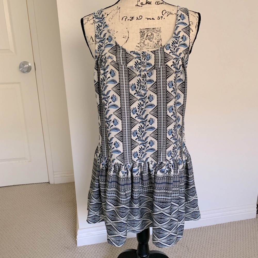 🆕 ModCloth En Creme boho floral ruffle tunic shirt top dress